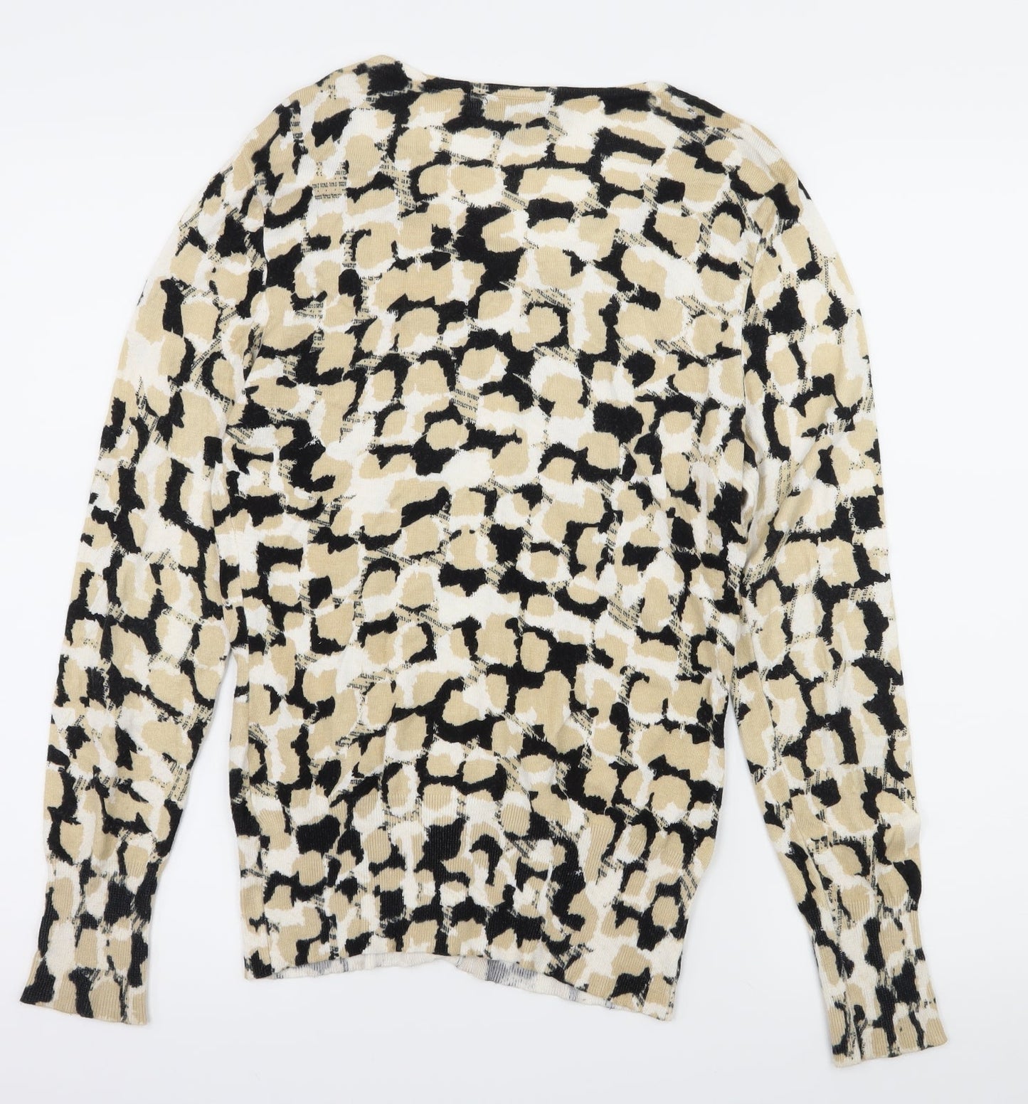 Pomodoro Womens Beige Geometric Knit Cardigan Jumper Size 10