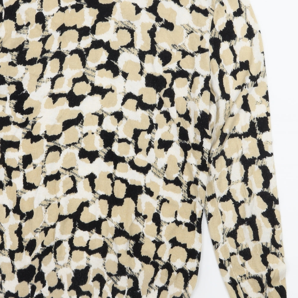 Pomodoro Womens Beige Geometric Knit Cardigan Jumper Size 10