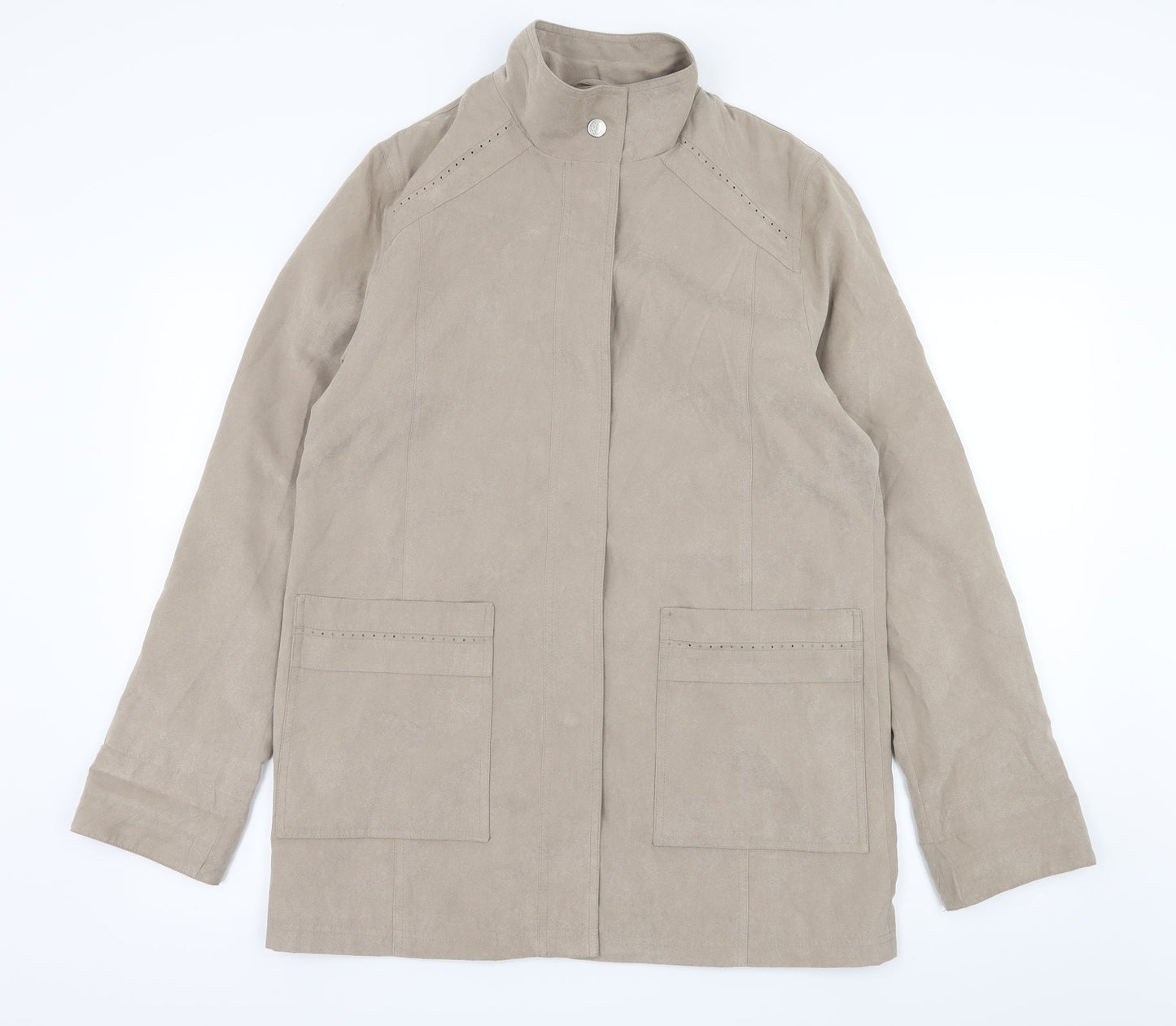 Womens UK Size 10 Gray Osbourn Beige Overcoat