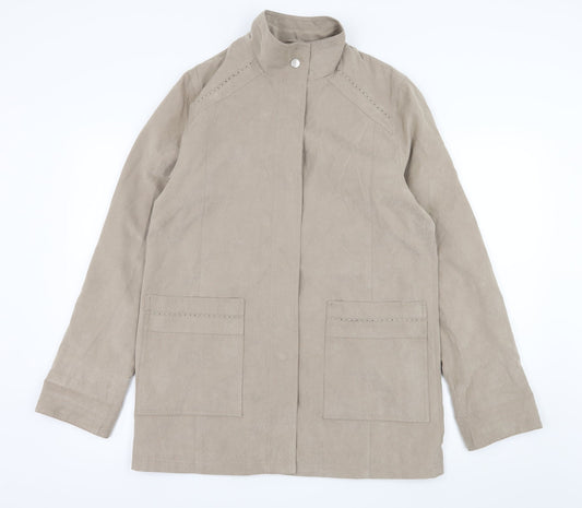 Womens UK Size 10 Gray Osbourn Beige Overcoat