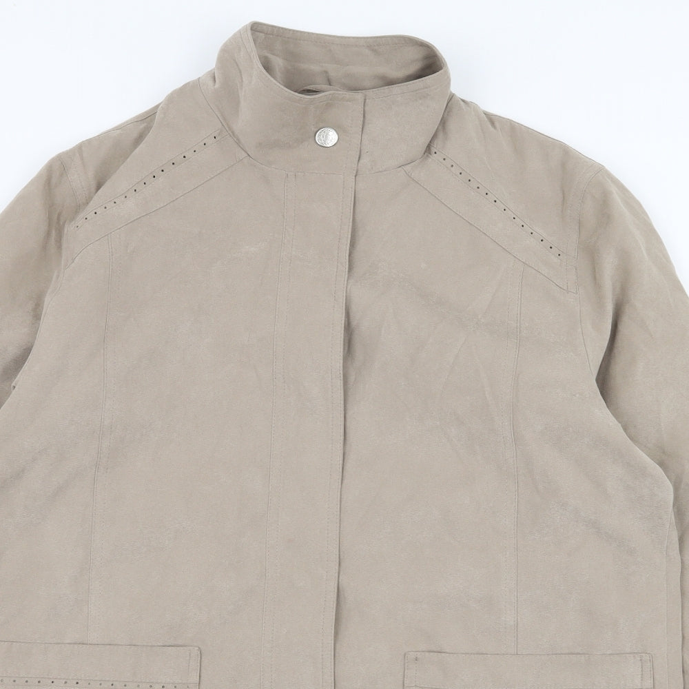 Womens UK Size 10 Gray Osbourn Beige Overcoat