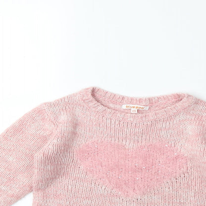 BlueZoo Boys Pink  Knit Pullover Jumper Size 5 Years