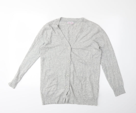 Be Beau Womens Grey  Knit Cardigan Jumper Size 16