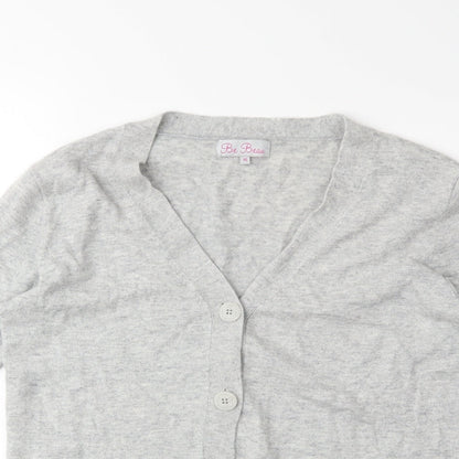 Be Beau Womens Grey  Knit Cardigan Jumper Size 16