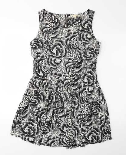Yumi Womens Black Floral  Fit & Flare  Size 12