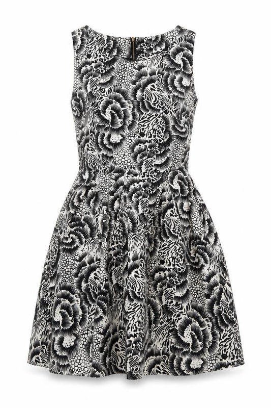 Yumi Womens Black Floral  Fit & Flare  Size 12