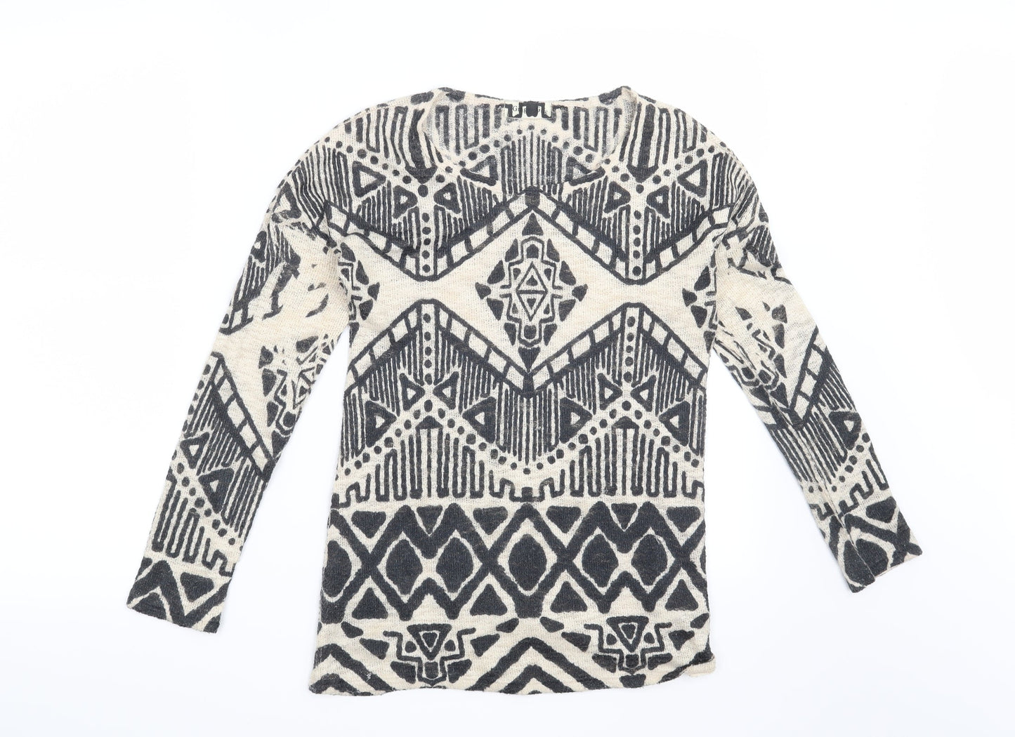 Preworn Womens Beige Geometric  Pullover Jumper Size S