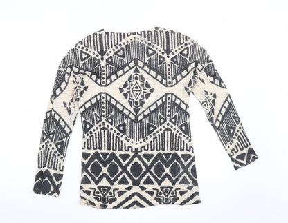 Preworn Womens Beige Geometric  Pullover Jumper Size S