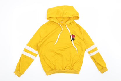Preworn Womens Yellow Striped  Pullover Hoodie Size M