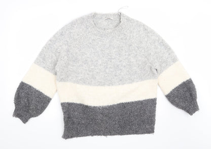 TU Womens Grey Striped  Pullover Jumper Size 12