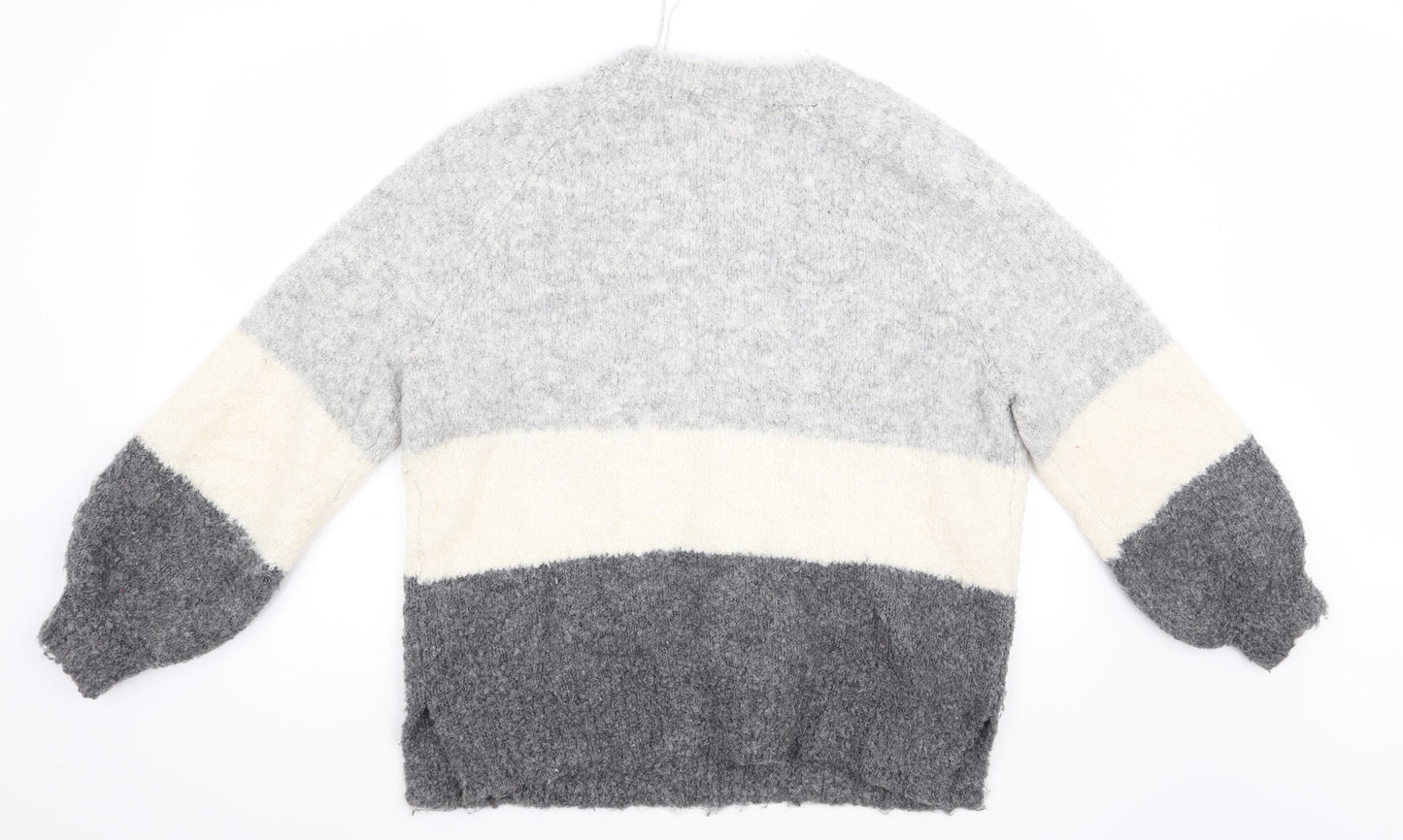 TU Womens Grey Striped  Pullover Jumper Size 12