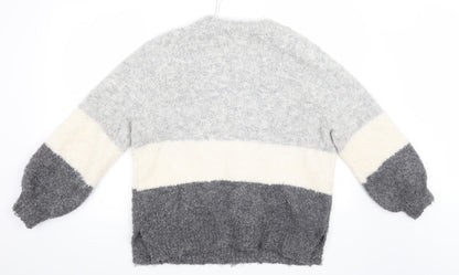 TU Womens Grey Striped  Pullover Jumper Size 12