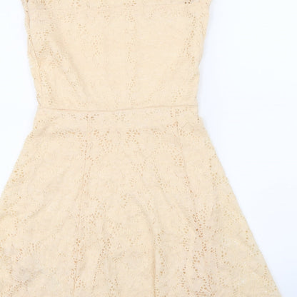 New Look Womens Beige  Lace A-Line  Size 8