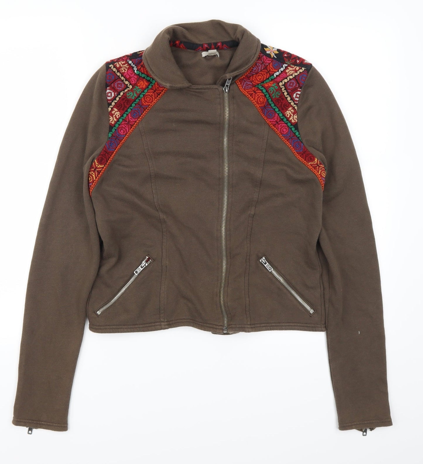 Ecole Womens Brown Geometric  Jacket  Size S