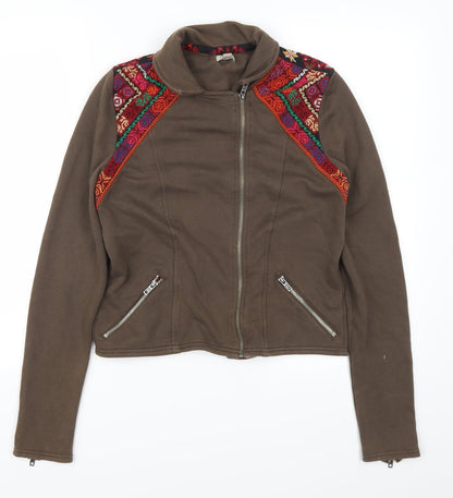 Ecole Womens Brown Geometric  Jacket  Size S