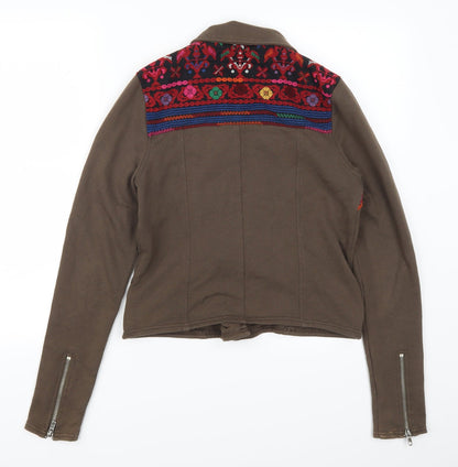 Ecole Womens Brown Geometric  Jacket  Size S