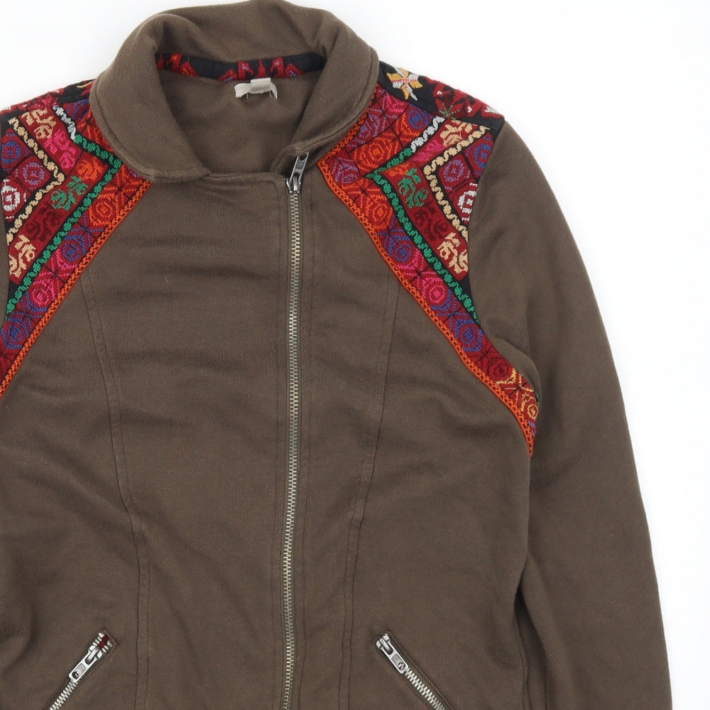 Ecole Womens Brown Geometric  Jacket  Size S