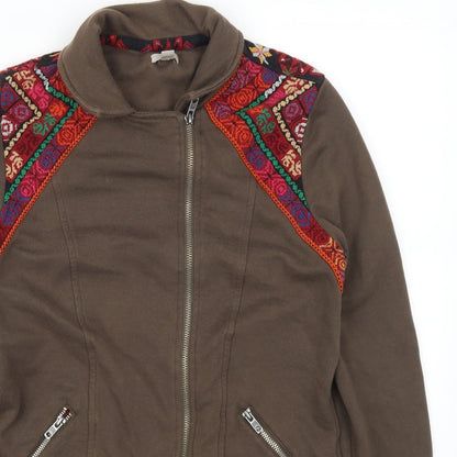 Ecole Womens Brown Geometric  Jacket  Size S
