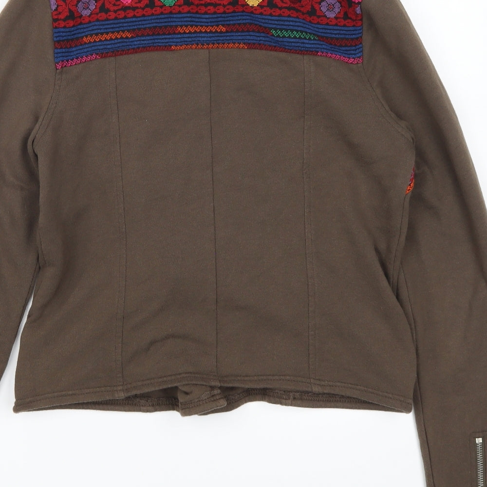 Ecole Womens Brown Geometric  Jacket  Size S