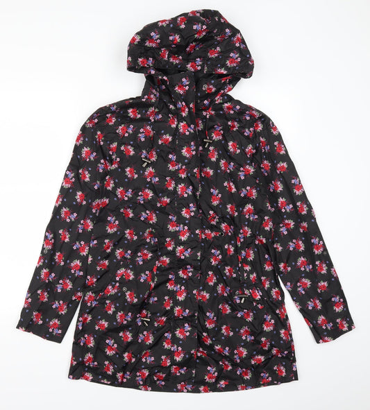 TU Womens Black Floral  Anorak Coat Size S