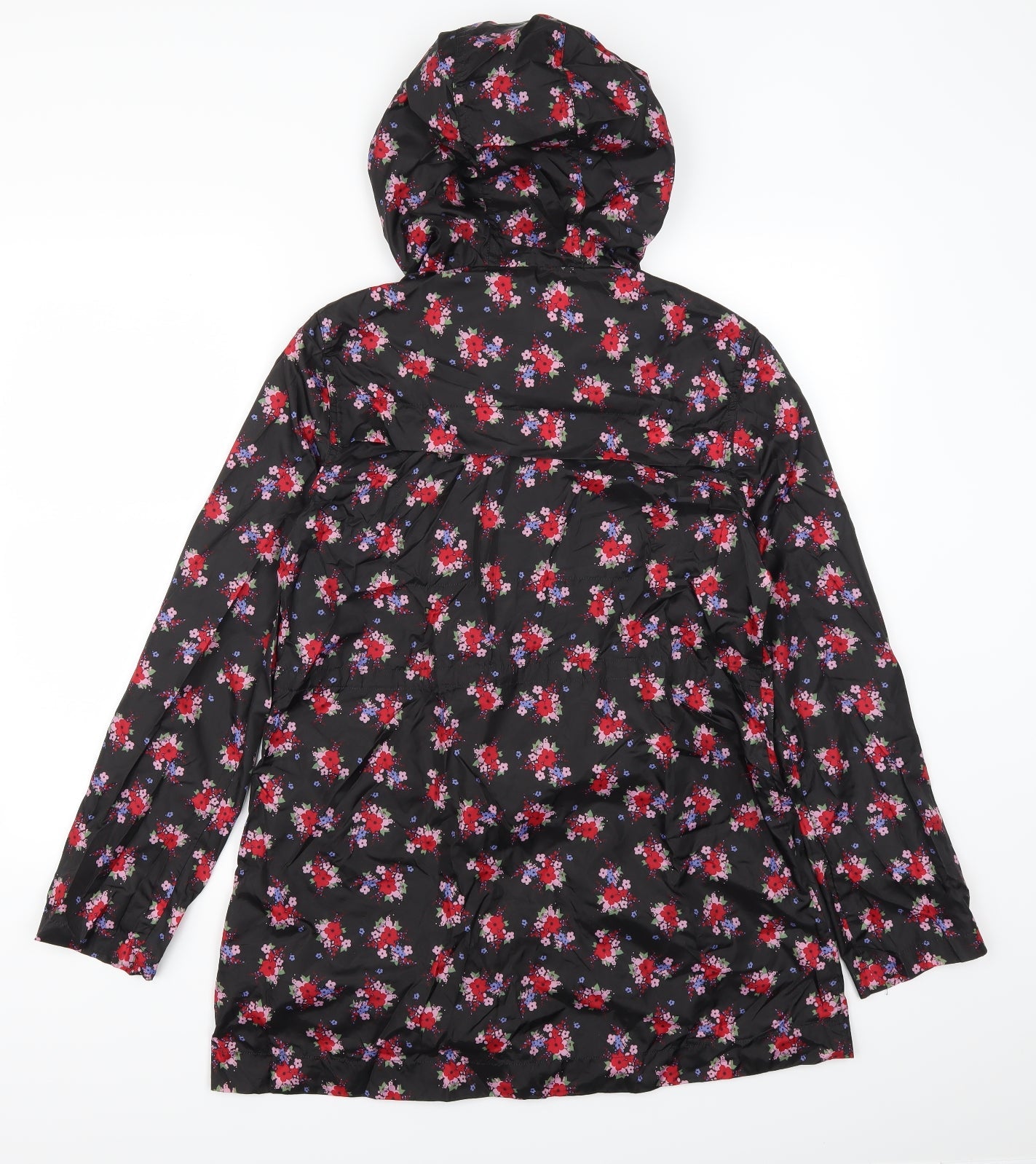 TU Womens Black Floral  Anorak Coat Size S