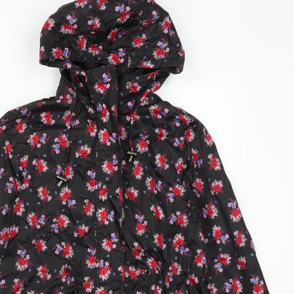 TU Womens Black Floral  Anorak Coat Size S