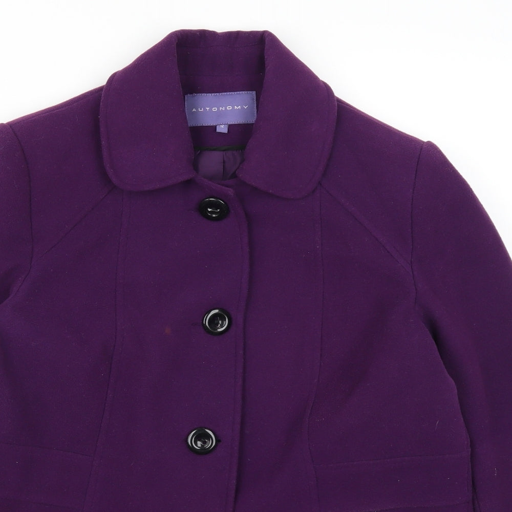 Autonomy Womens Purple   Pea Coat Coat Size 12