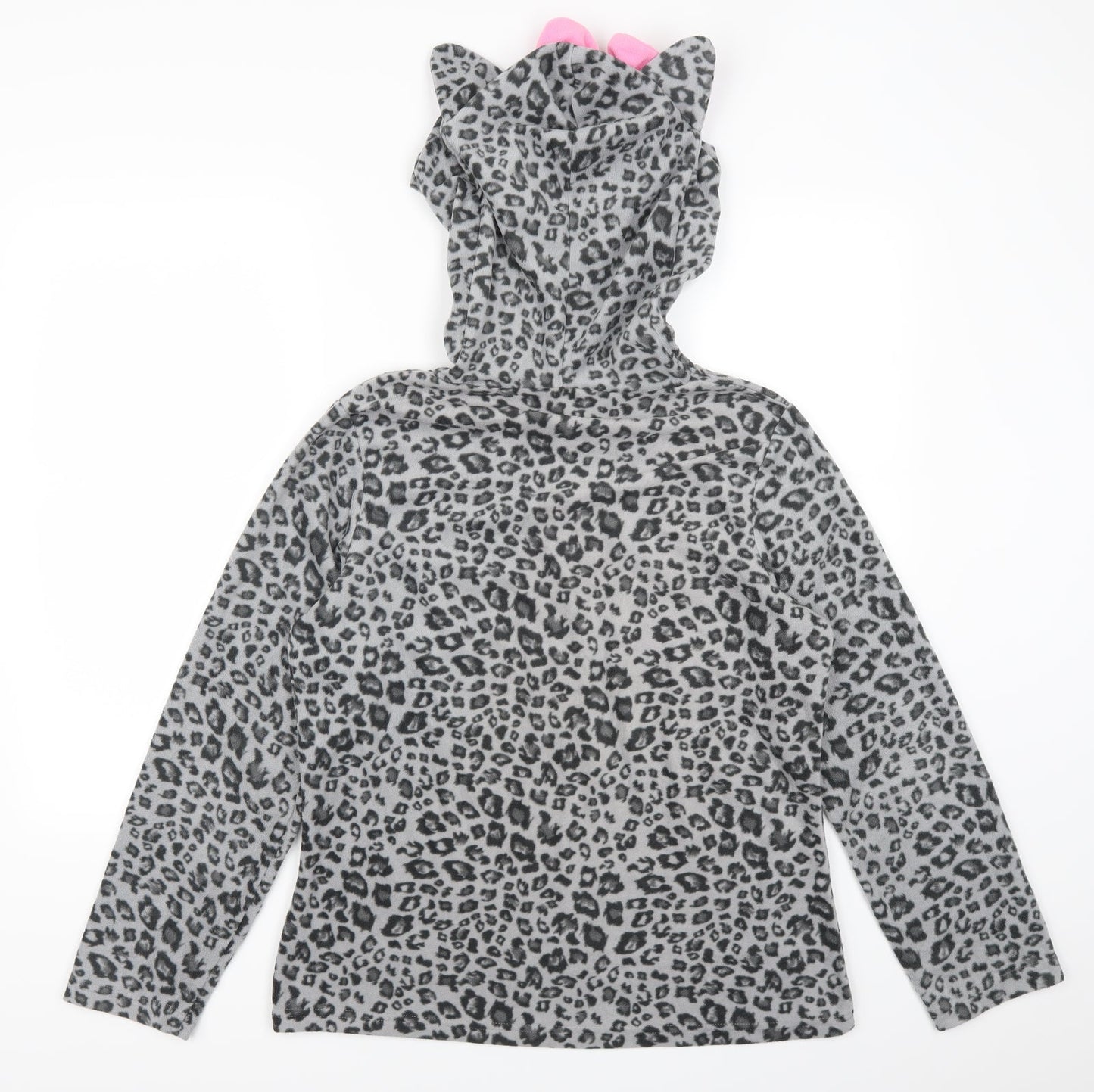 George Girls Grey Animal Print  Top Pyjama Top Size 12 Years  - Cat Hood