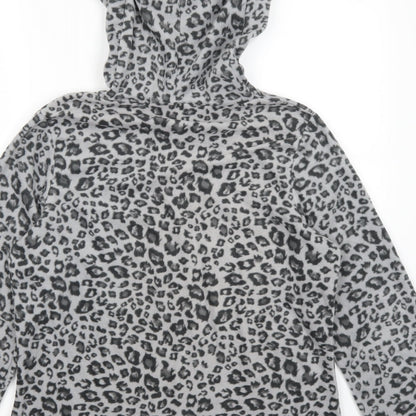George Girls Grey Animal Print  Top Pyjama Top Size 12 Years  - Cat Hood