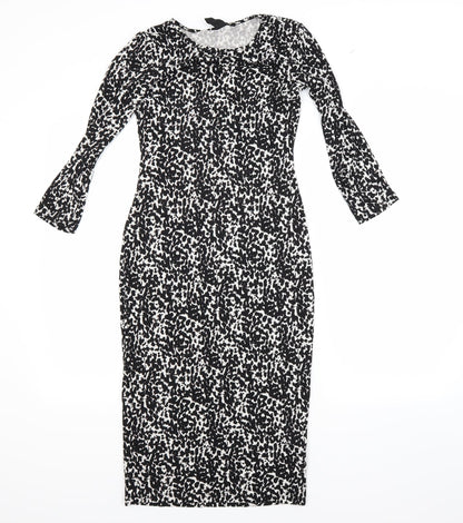 H&M Womens Black Animal Print  Bodycon  Size XS