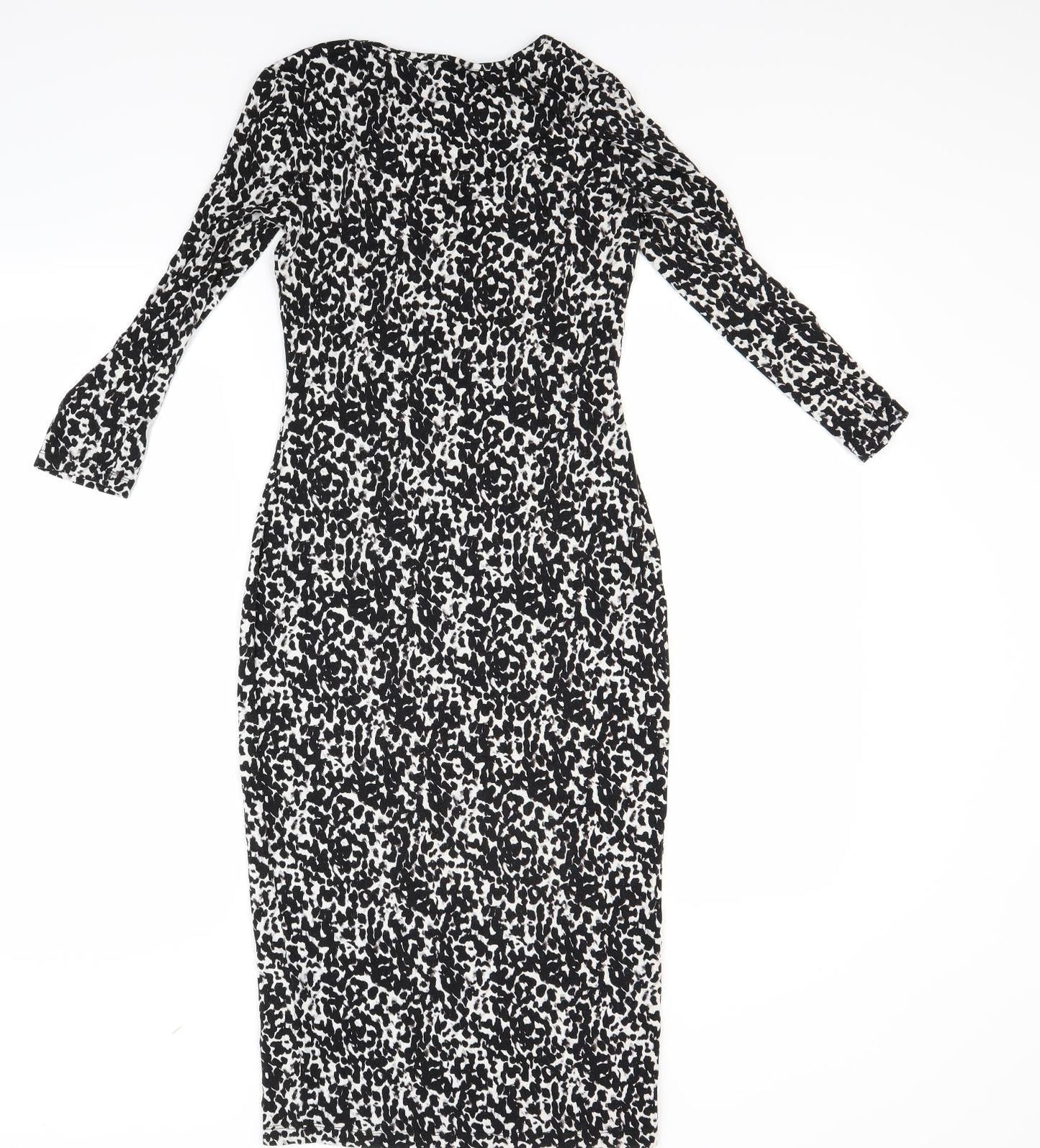 H&M Womens Black Animal Print  Bodycon  Size XS