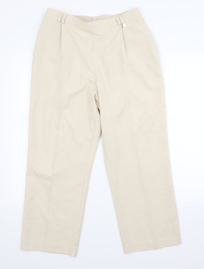 Womens UK Size 14 Preworn Regular Fit  Beige Trousers