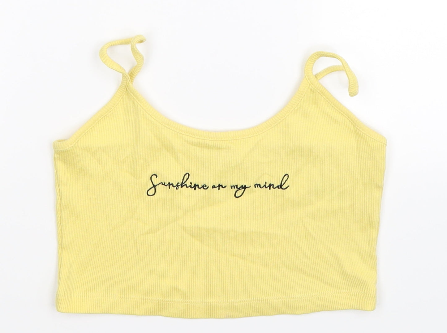 Womens UK Size 8 Topshop Yellow Basic Tank