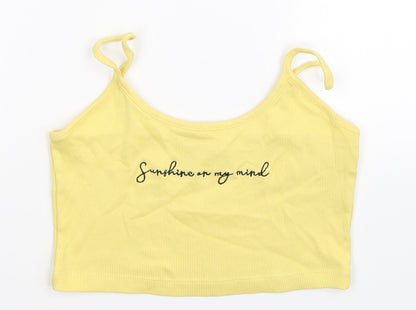 Womens UK Size 8 Topshop Yellow Basic Tank