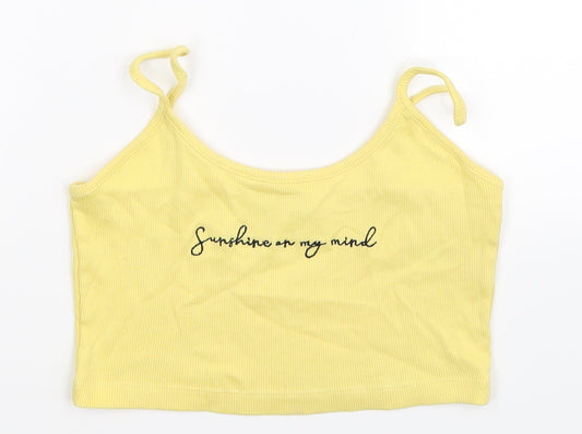 Womens UK Size 8 Topshop Yellow Basic Tank