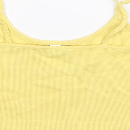 Womens UK Size 8 Topshop Yellow Basic Tank