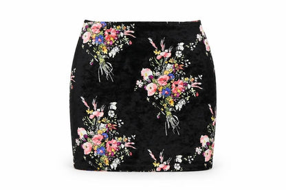 Preworn Womens Black Floral  Mini Skirt Size 6