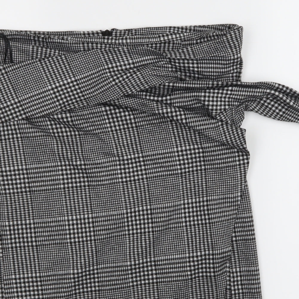 NEXT Womens Black Check  Flare Skirt Size 14