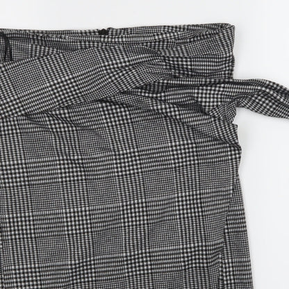 NEXT Womens Black Check  Flare Skirt Size 14
