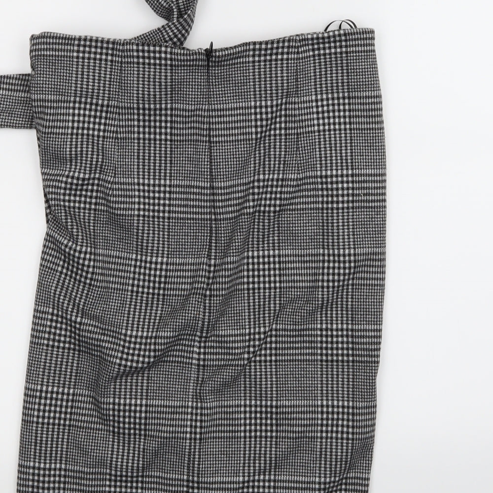 NEXT Womens Black Check  Flare Skirt Size 14