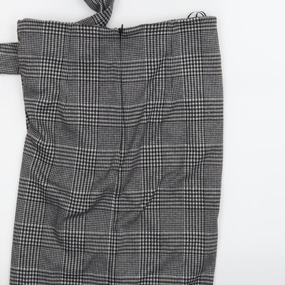 NEXT Womens Black Check  Flare Skirt Size 14
