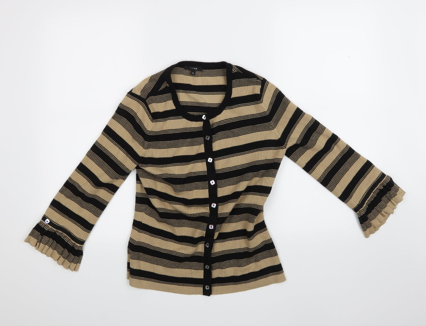 Linea Womens Beige Striped  Cardigan Jumper Size 10