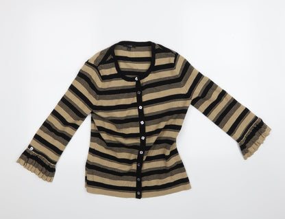 Linea Womens Beige Striped  Cardigan Jumper Size 10