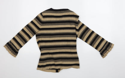 Linea Womens Beige Striped  Cardigan Jumper Size 10