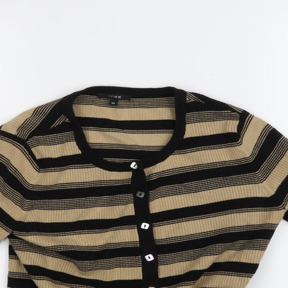 Linea Womens Beige Striped  Cardigan Jumper Size 10