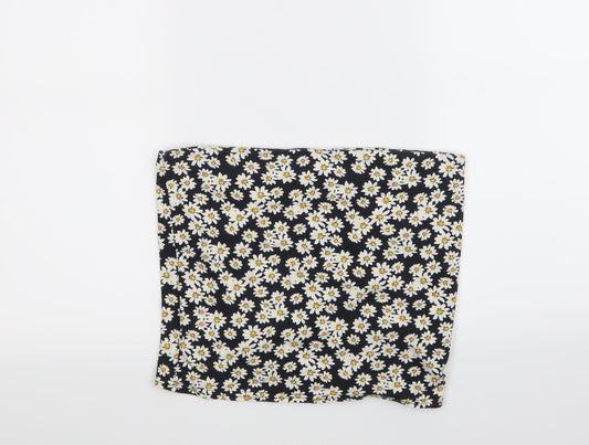 New Look Womens Black Floral  Wrap Skirt Size 12