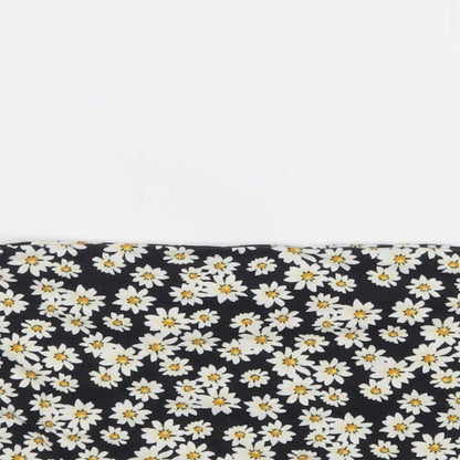 New Look Womens Black Floral  Wrap Skirt Size 12