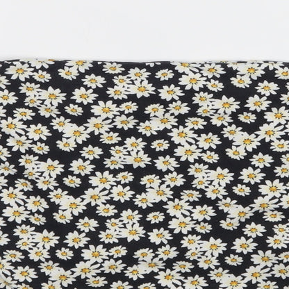 New Look Womens Black Floral  Wrap Skirt Size 12