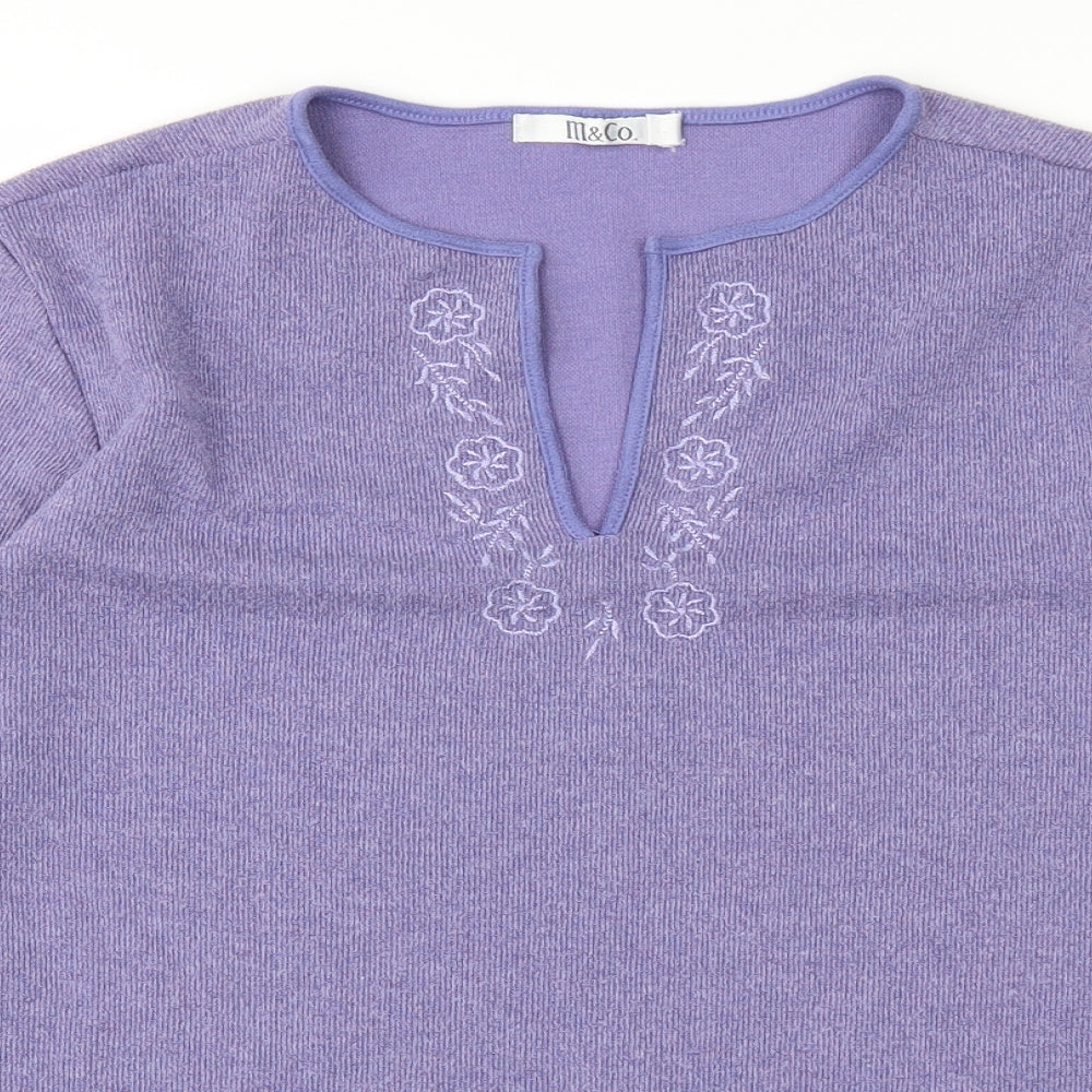M&Co Womens Purple   Basic T-Shirt Size M
