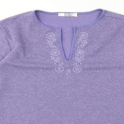 M&Co Womens Purple   Basic T-Shirt Size M
